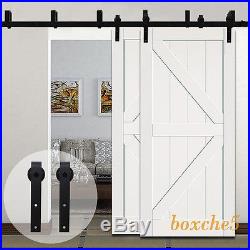 4FT-20FT Country Bypass Double Wood Sliding Barn Door Hardware Closet Track Kit