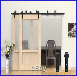 4FT-20FT Country Bypass Double Wood Sliding Barn Door Hardware Closet Track Kit