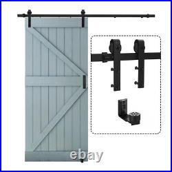 4FT-20FT Sliding Barn Door Hardware Closet Track Kit & Adjustable Floor Guide