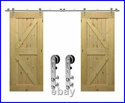 4FT-20FT Sliding Barn Wood Door Hardware Double Door Stainless Steel Rail Closet