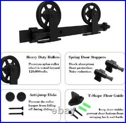 4FT-20FT Steel Medium Wheel Sliding Barn Door Hardware Track Kit for 1/2 Door