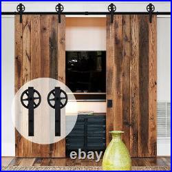 4FT 20FT Track Sliding Barn Door Hardware Kit for Single / Double Wood Doors