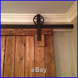 4-10ft Vintage Strap Industrial Wheel Sliding Barn Wood Door Hardware Track Kit