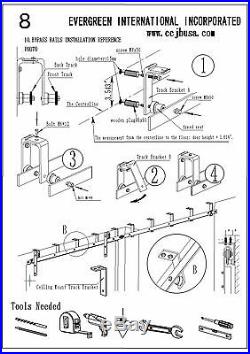 4-12FT Bypass Sliding Barn Door Hardware Closet Black Rustic Rollers Track Kit