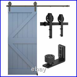 4-12FT Sliding Barn Door Hardware Track Kit Single Door Adjustable Floor Guide