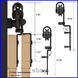 4-16FT Bypass Sliding Barn Door Hardware Kit Single Track, Double Wood Doors Use