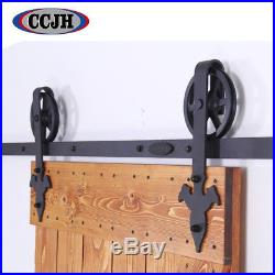 4-16FT Sliding Barn Door Hardware Industrial Spoke Wheel Track Kit Single&Double