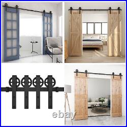 4-16FT Sliding Barn Door Hardware Kit Single Doors Medium Wheel Roller Kit