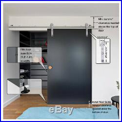 4-16FT Stainless Steel Flat Sliding Barn Door Hardware Closet Kit Single/Double