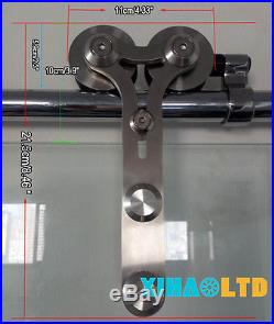 4-16FT Stainless Steel Glass/Wood Sliding Barn Door Hardware Kit Single/Double