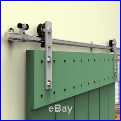 4-16FT Stainless Steel Sliding Barn Door Hardware Closet Kit for 1/2 Wood Doors