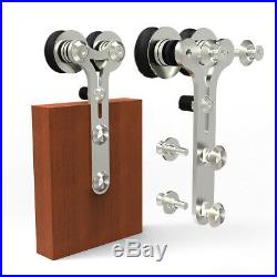 4-16FT Stainless Steel Sliding Barn Door Hardware Closet Kit for 1/2 Wood Doors
