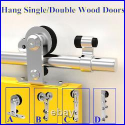 4-16FT Stainless Steel Sliding Barn Door Hardware Closet Track Kit Single/Double