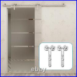 4-16FT Stainless Steel Sliding Barn Door Hardware Kit for One/Two Glass Doors
