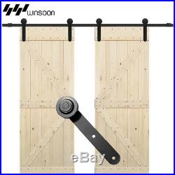 4-18FT Antique Double Sliding Barn Door Hardware Track Kit Interior Rail Hanger