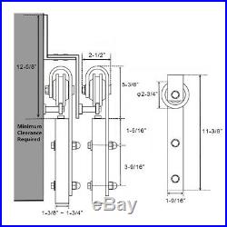 4-18FT Bypass Sliding Barn Door Hardware Track Kit Closet J Shape Bracket 2 Door