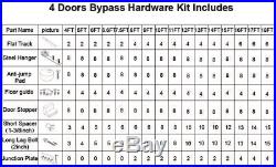 4-18FT Bypass Sliding Barn Hardware Track Kit Close 4 Doors Garage 8 Hanger New