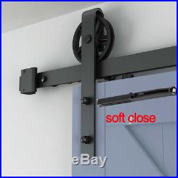 4-18FT Soft Close Industrial Black Wheel Sliding Barn Door Hardware Track Kit