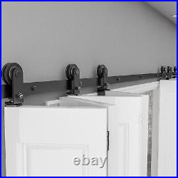 4-20FT Bifold Sliding Barn Door Hardware Kit Modern Track Roller for 8 Doors