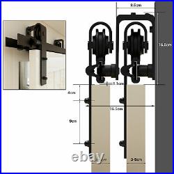 4-20FT Bypass Sliding Barn Door Hardware Kit Closet Track Roller for Double Door