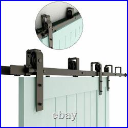 4-20FT Bypass Sliding Barn Door Hardware Kit For Double Door, Closet, Heavy Duty