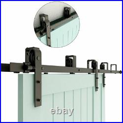 4-20FT Bypass Sliding Barn Door Hardware Kit For Double Door Closet Track Roller