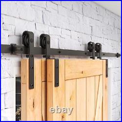 4-20FT Bypass Sliding Barn Door Hardware Kit Single Track System Carbon Steel