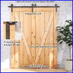 4-20FT Bypass Sliding Barn Door Hardware Kit Single Track System Carbon Steel