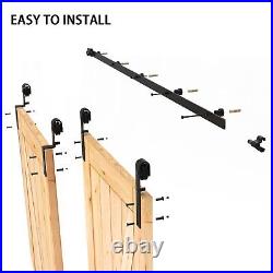 4-20FT Bypass Sliding Barn Door Hardware Kit Single Track System Carbon Steel