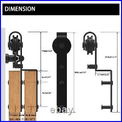 4-20FT Bypass Sliding Barn Door Hardware Kit Single Track System Carbon Steel