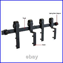 4-20FT Bypass Sliding Barn Door Hardware Kit Single Track System Carbon Steel