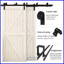 4-20FT Bypass Sliding Barn Wood Door Hardware Closet Track Kit For Double Door