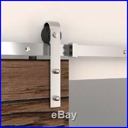 4-20FT Contemporary Bypass Sliding Barn Double Door Hardware Kit Closet Silver