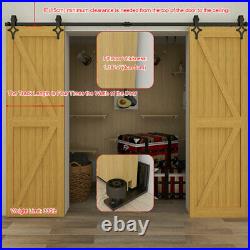4-20FT Double Sliding Barn Door Hardware Track Kit with Adjustable Floor Guide