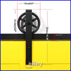 4-20FT Industrial Spoke Wheel Sliding Barn Door Hardware Track Kit Single/Double