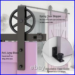 4-20FT Single Sliding Barn Door Hardware Closet Track Kit Adjustable Floor Guide