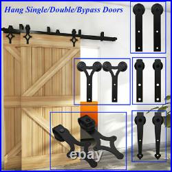4-20FT Sliding Barn Door Hardware Closet Track Kit Single/Double/Bypass 2 Doors