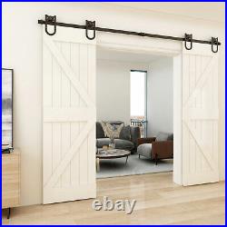 4-20FT Sliding Barn Door Hardware Kit for Single/Double/Bypass Horseshoe Roller