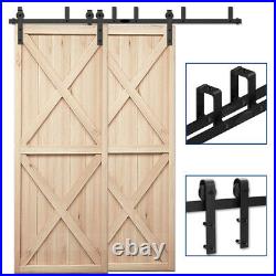 4-20FT Sliding Barn Wood Door Hardware Sliding Track Kit For Bypass 2 Doors
