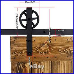 4-20FT Vintage Strap Industrial Spoke Wheel Sliding Barn Door Hardware Track Kit