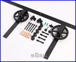 4-24FT Strap Big Spoke Wheel Sliding Barn Door Hardware Track Kit Single/Double