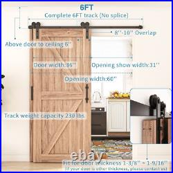 4 FT- 12 FT Bypass Sliding Barn Door Hardware Kit, Single Track, Double Wooden D