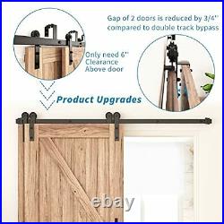 4 Ft 12 Ft Bypass Sliding Barn Door Hardware Kit Single Track Double Wooden Door