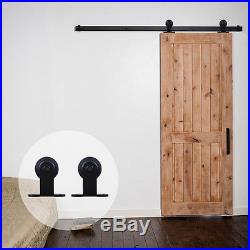 4ft-16ft Wood Sliding Barn Door Hardware Kit Rail T Roller Hanger Single Door