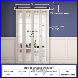 58'' Bifolding Sliding Barn Door Hardware Track Kit For Four 13.5'' Doorstop Mou