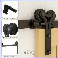5FT-20FT Sliding Door Hardware Kit Track Roller Closet Rail for Double Door