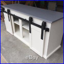 5FT Antique Mini Small Sliding Barn Door Hardware Kit Cabinet TV Stand J shape
