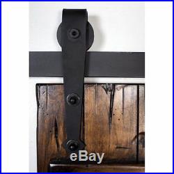 5FT Black Single Wood Door Hardware Sliding Rolling Barn Closet Track Kit Set