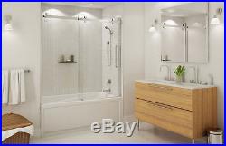 5FT Brushed Bypass stainless steel decor sliding shower barn door hardware kit