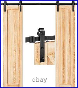 5FT Double Door Sliding Barn Door Hardware Track Kit Basic J Pulley Heavy Duty